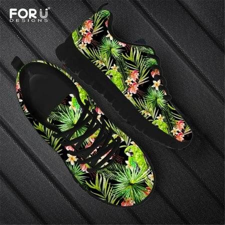 

Women s Shoes Casual Sneakers Flats Tropical Hawaiian Parrot Pattern Autumn/Spring Mesh Ladies Walking Footwear 2021