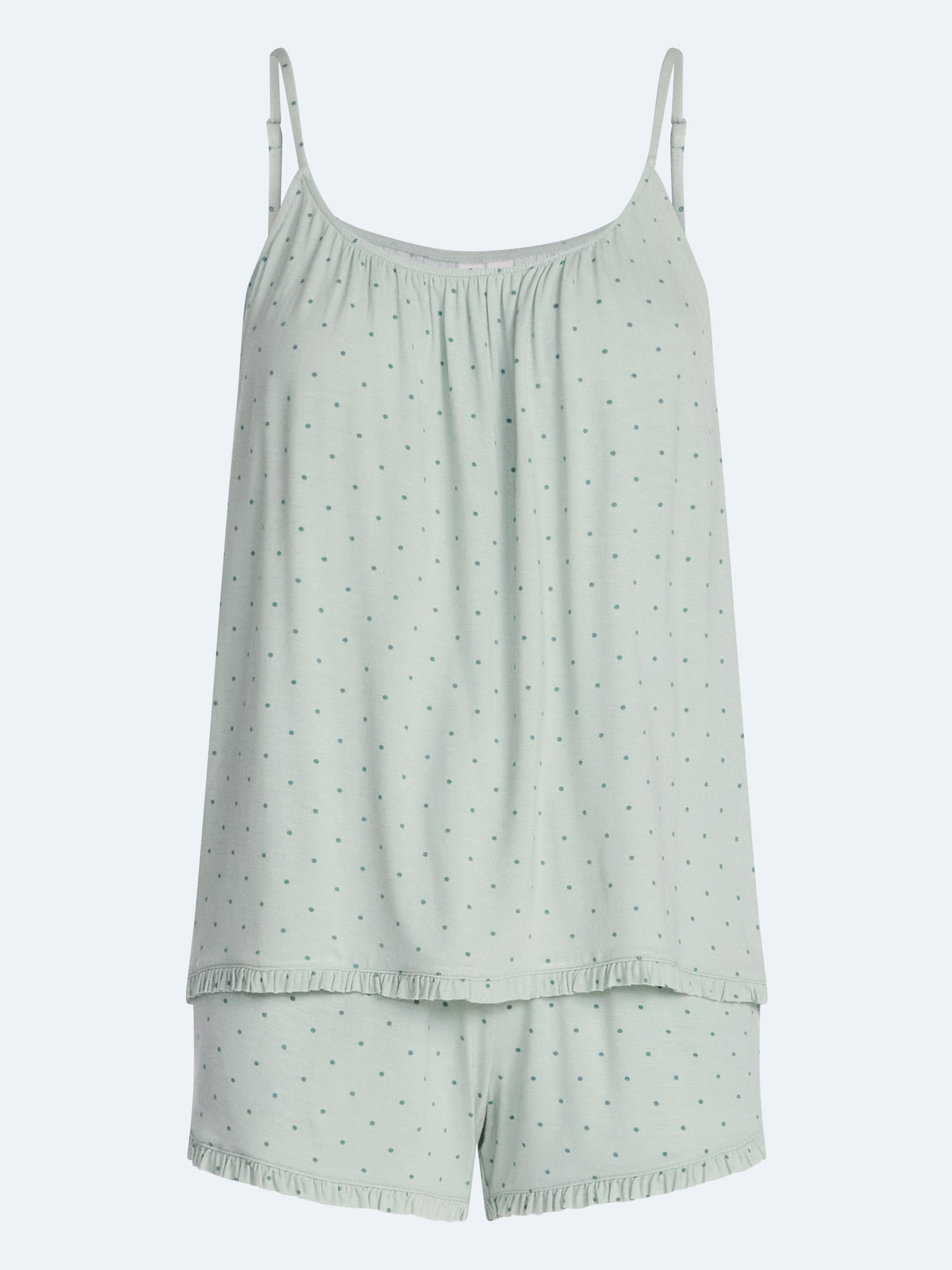 Joyspun Women’s Modal-Blend Ruffle Trim Cami and Shorts Sleepwear Set, 2-Piece, Sizes XS-3X