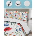 thumbnail image 4 of Quilts Full Size, Colorful Poppies Soft Comforter Bedding Set for Bed, Orange Blue Flowers Leaves Lightweight Quilted Bedspread with Pillow Cover(2 Pieces) for All Season, 78x90 Inch, 4 of 6