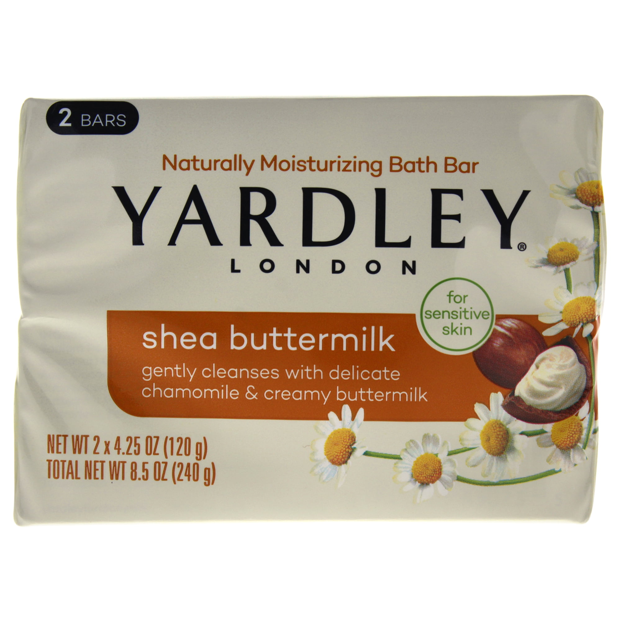 Yardley London Sensitive Skin Naturally Moisturizing Bath Bar, Shea  Buttermilk, 4.25 Oz, 2 Ct