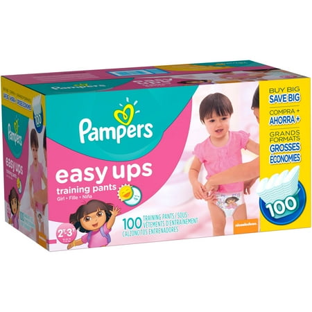 Pampers Easy Ups Girls Training Pants, Size 2T-3T (Choose Pant Count)