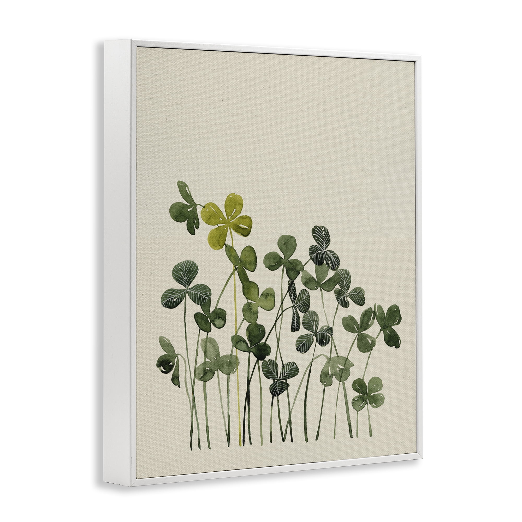 Hidden Gems Clovers White Framed Giclee Art, design by Grace Popp
