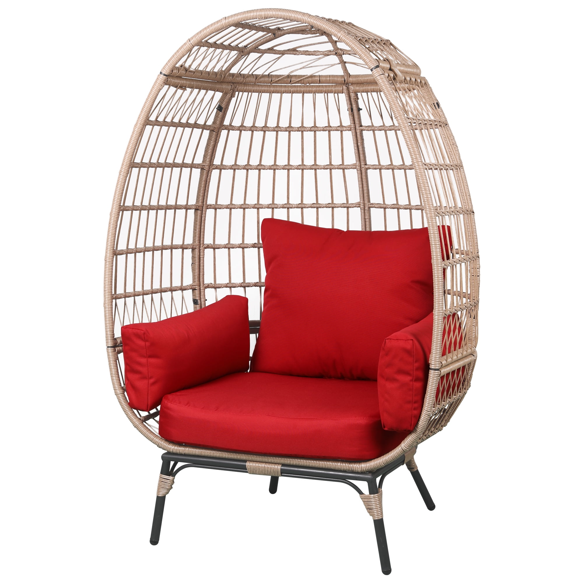 UPHA Oversized Egg Chair, Indoor Outdoor Large Wicker Lounge Chair with