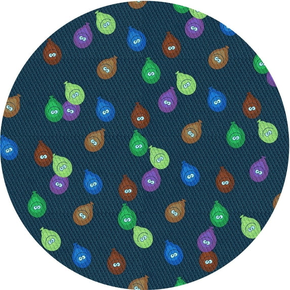 Ahgly Company Indoor Round Patterned Dark Cyan Green Area Rugs, 4' Round
