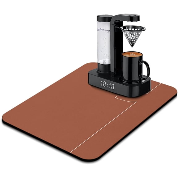 Coffee Bar Mat Accessories for Countertop Absorbent Hide Stain Rubber Backed Dish Drying Mats for Kitchen Counter Draining Pad Decor Gift Fit Under Coffee Maker Coffee Pot Espresso Machine (24x18in)