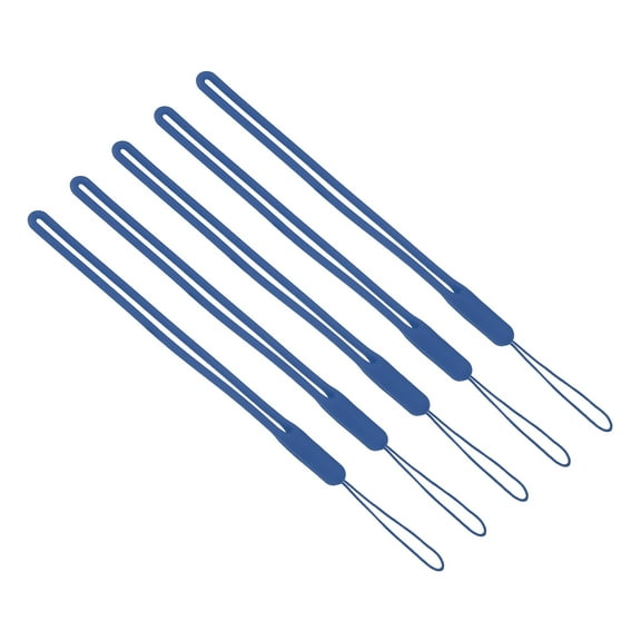 Uxcell 19cm Silicone Wrist Strap Lanyards, 5 Pcs Short Soft Lanyard Wristlet String Badge Lanyard, Blue