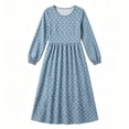 thumbnail image 4 of CHGBMOK Polka Dots Dress for Women Long Sleeve Crew Neck Dress Loose Fit Casual Midi Dresses, 4 of 4