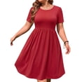 thumbnail image 2 of WellSize Summer Plus Size Dresses for Women Short Sleeve A-Line Midi Dresses Casual Floral Print Beach Dress with Pockets, 2 of 7