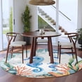 thumbnail image 3 of Seahorse Coastal Round Area Rug 8Ft Washable Large Circle Rugs for Living Room Dorm, Summer Nautical Starfish Coral Ocean Non-Slip Carpet Floor Mats Indoor Outdoor Carpet Runner Aesthetic Home Decor, 3 of 8