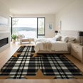 thumbnail image 3 of ODIKA 9'x12' Washable Area Rug Motif Plaid Stripe Border Panel Farmhouse Vintage Door Retro Refined Structured for Dining Room, Basement, Large Office, Non-Slip Chair-Friendly, 3 of 7