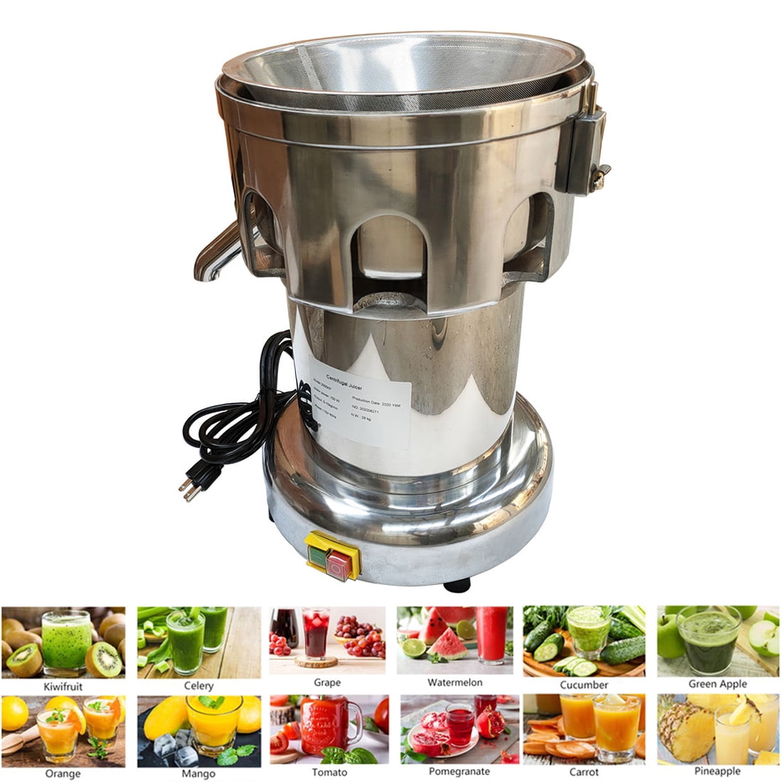 INTBUYING Fruit Vegetable Extractor Juicer Electric Centrifugal Juicer Stainless Steel