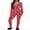 Red, variant on Women Christmas Plaid Long Sleeve Jumpsuit Pajamas Buttons Deep V Neck Long Onesies Sleepwear Nightwear