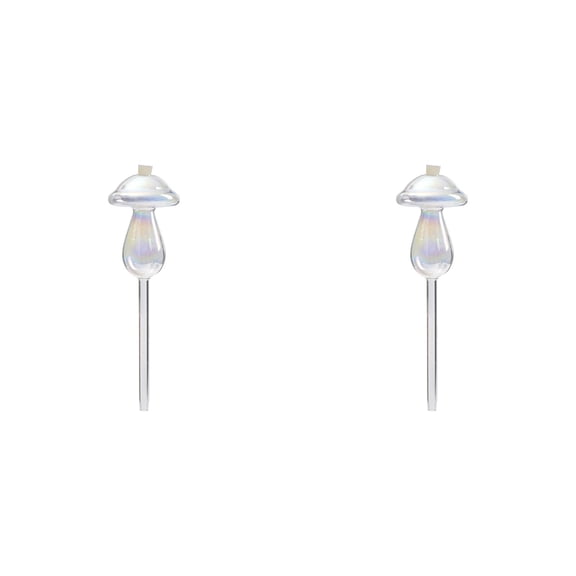 EZPXFCI 2 PCS Plant Watering Globes - ridescent Rainbow Glass Water Bulbs Mushroom Self Watering Spikes Planter Insert Automatic Plant Watering Bulbs Devices for Indoor and Outdoor Plants