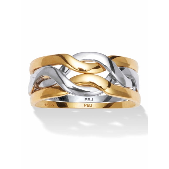 PalmBeach Jewelry 14k Yellow Gold-plated and Platinum-plated Two-tone Puzzle Ring