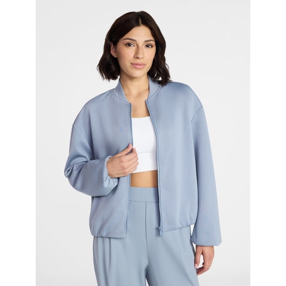 Avia Women's ScubaKnit Bubble Hem Bomber Jacket, Sizes XS-XXXL