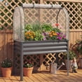 thumbnail image 2 of 3-in-1 Metal Raised Garden Bed with Mini Greenhouse Gray, 2 of 10