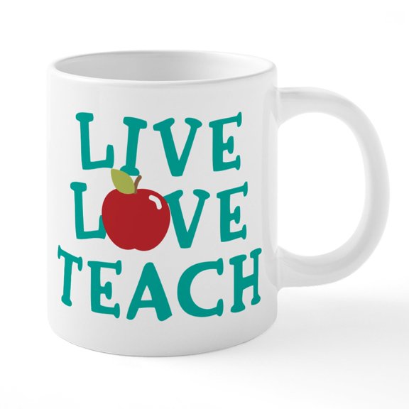 CafePress - Live,Love, Teach - 20 Oz White Ceramic Mega Mug