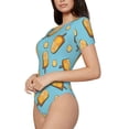 thumbnail image 2 of Daiia Lemon Ice Cream print Women's Crew Neck Short Sleeve Bodysuit Fashion Tops Fit Casual Basic Extender Bodysuit-Large, 2 of 9