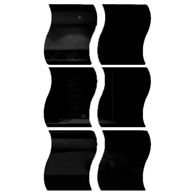 Acrylic 6 Pieces Of Wave Combination Mirror Stereo Wall Sticker Silver 12*10