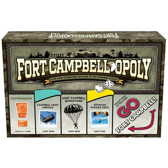 Late For The Sky: Fort Campbell-Opoly - City Opoly-Style Board Game, Landmark Properties, Family Strategy Play, 2-6 Player, Traditional or 1hr Version