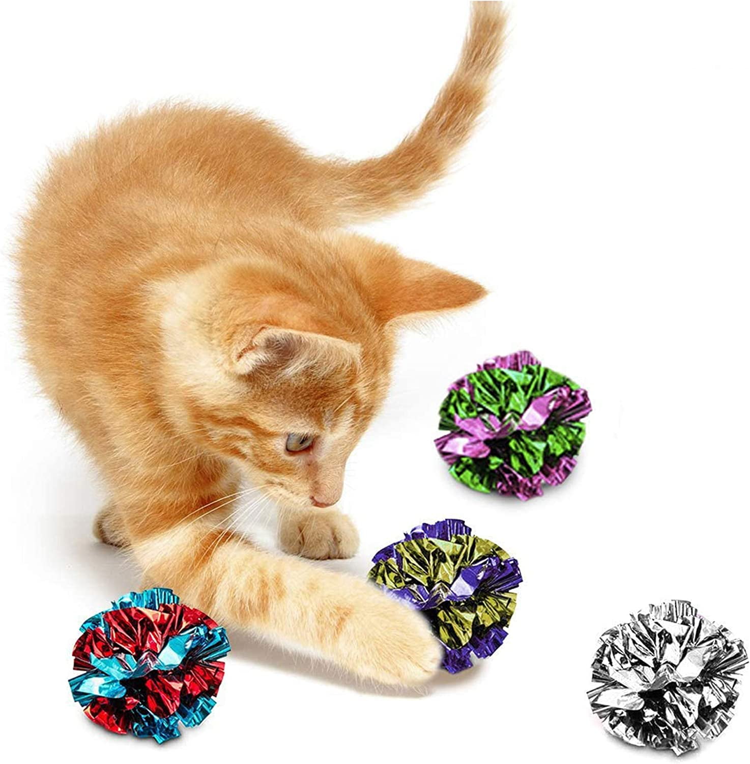 SunGrow Kitty Crinkle Balls, Indoor Toys for Cat & Kitten, 12 count