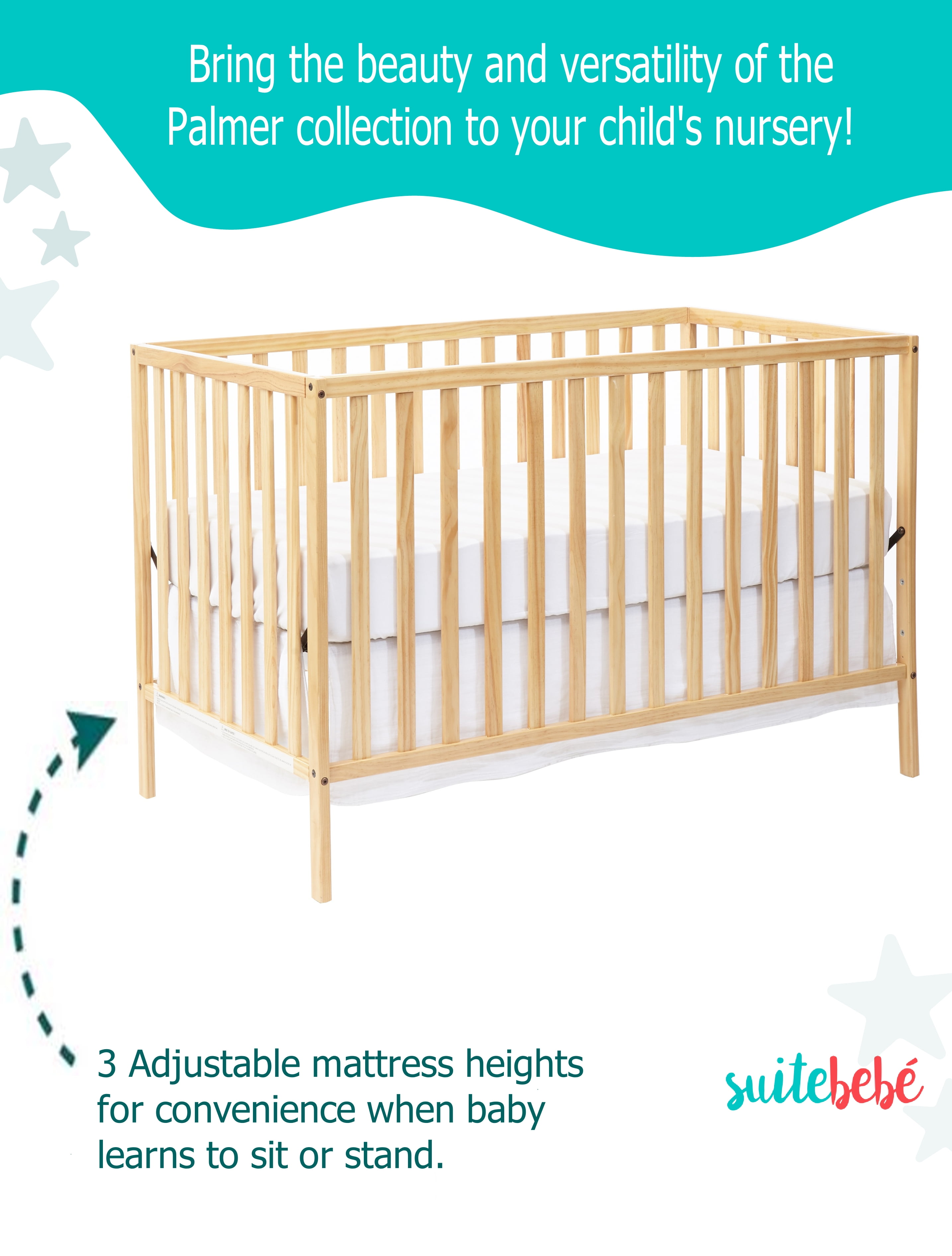 Suite Bebe Palmer 3-in-1 Convertible Crib, Natural