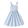 thumbnail image 2 of XXWXYD Robe d'Été Sans Manches pour Filles avec Nœud, Bretelles Plissées, Taille Haute, Ligne A, Enfants 7-12 Ans, Robe de Fête Décontractée, 2 of 8