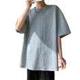 thumbnail image 1 of Camiseta de media manga para hombre, mezcla de algodón, elegante, holgada, transpirable, cuello redondo, Top informal para hombre, gris XL, 1 of 8