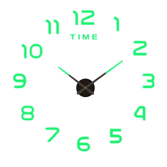 Dadatutu Wall Clock, Glow in Night Living Room Dining Room Simple 3D Wall Sticker Creative Luminous Diy Acrylic Punch-Free Quartz Clock for Living Room Bedroom Office Hotel Wall Decoration