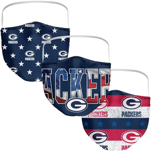 Adult Fanatics Branded Green Bay Packers Patriotic Face Covering 3-Pack