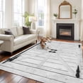 thumbnail image 2 of Farmhouse Wood Grain Area Rugs 5'x8', Washable Small Throw Rugs for Classroom Bedroom, Vintage Country Barn Gate Grey Indoor Outdoor Rug Non-Slip Low Pile Carpet Runner Reversible Floor Mats, 2 of 8