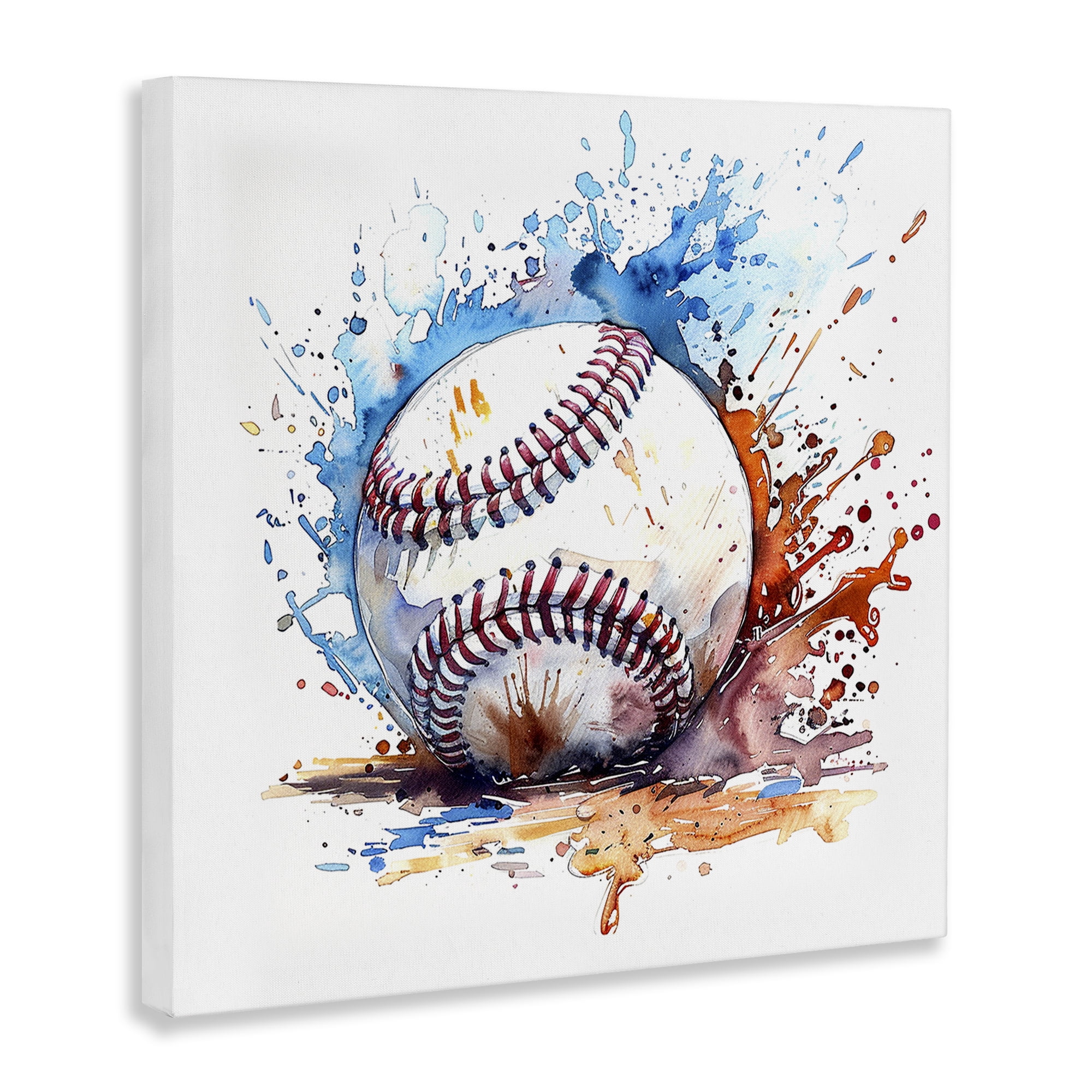 Stupell Industries Baseball Chromatic Splash Sports Painting Wrapped Canvas Art Print Wall Art, 24 x 24