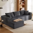 thumbnail image 3 of FRMALL 105" Modular L-Shaped Sectional Sofa with Cup Holders, Deep Seat Corduroy Cloud Couch for Living Room, Gray, 3 of 10
