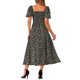 thumbnail image 3 of INSPIRE CHIC Vestido Maxi Negro con Cuello de Corbata Floral y Mangas Abullonadas, 3 of 6