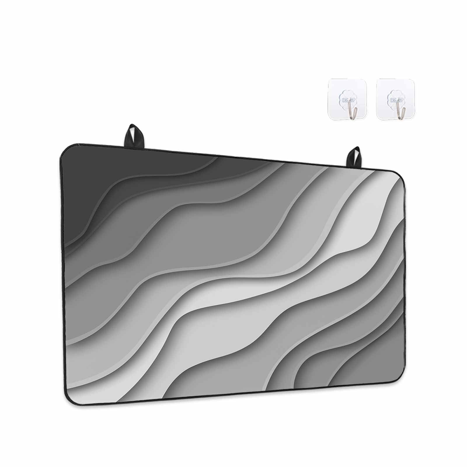 Black Grey Ombre Stove Top Cover for Electric Stove, Heat-proof & Non Slip Glass Top Stove Cover Protector, Modern Geometric Abstract Aesthetic Cream Kitchen Flat Cooktop Rubber Mat 24x21 Inches