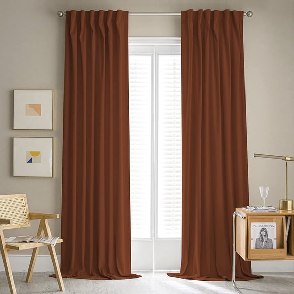 Rust/Burnt Orange Velvet Curtains 84 Inches Long -Home Decor Curtain Backdrop Blackout for Home Theatre/Living Room, Heavy Duty Curtains Luxury Window Drapes, 2 Panels, W52 x L84