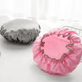 thumbnail image 4 of 2 Pack Bonnet de Douche Réutilisable, Grandes Bonnets pour Femmes, Double Couche Imperméable Bonnets pour Cheveux Longs Épais Bonnets de Bain pour Soins Capillaires, 4 of 5