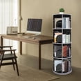 thumbnail image 3 of 4-Tier Marble Round Rotating Display Bookshelf - Floor Standing Bedroom Bookcase, Home Office Black Organizer Storage Shelf for Books,CD Shelf, 3 of 13