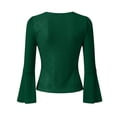 thumbnail image 6 of Olyvenn Womens Ruffle 3/4 Sleeve Tops Lightweight Sparkly Elegant Dressy Blouses Sexy Double Layers Cute Mesh Tunic Shirts Army Green L, 6 of 7