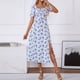 thumbnail image 3 of WILLBEST Vestidos de Verano para Mujer, Estampado de Flores, Ajustados, Cuello Cuadrado, Dobladillo Dividido, Ligero, Estilo Bohemio Extra Grande, 3 of 3