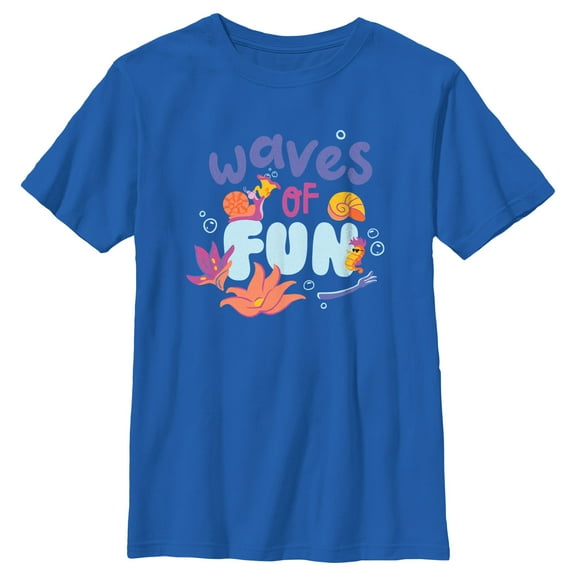 Boy's The Little Mermaid Waves of Fun Graphic Tee Royal Blue X Large
