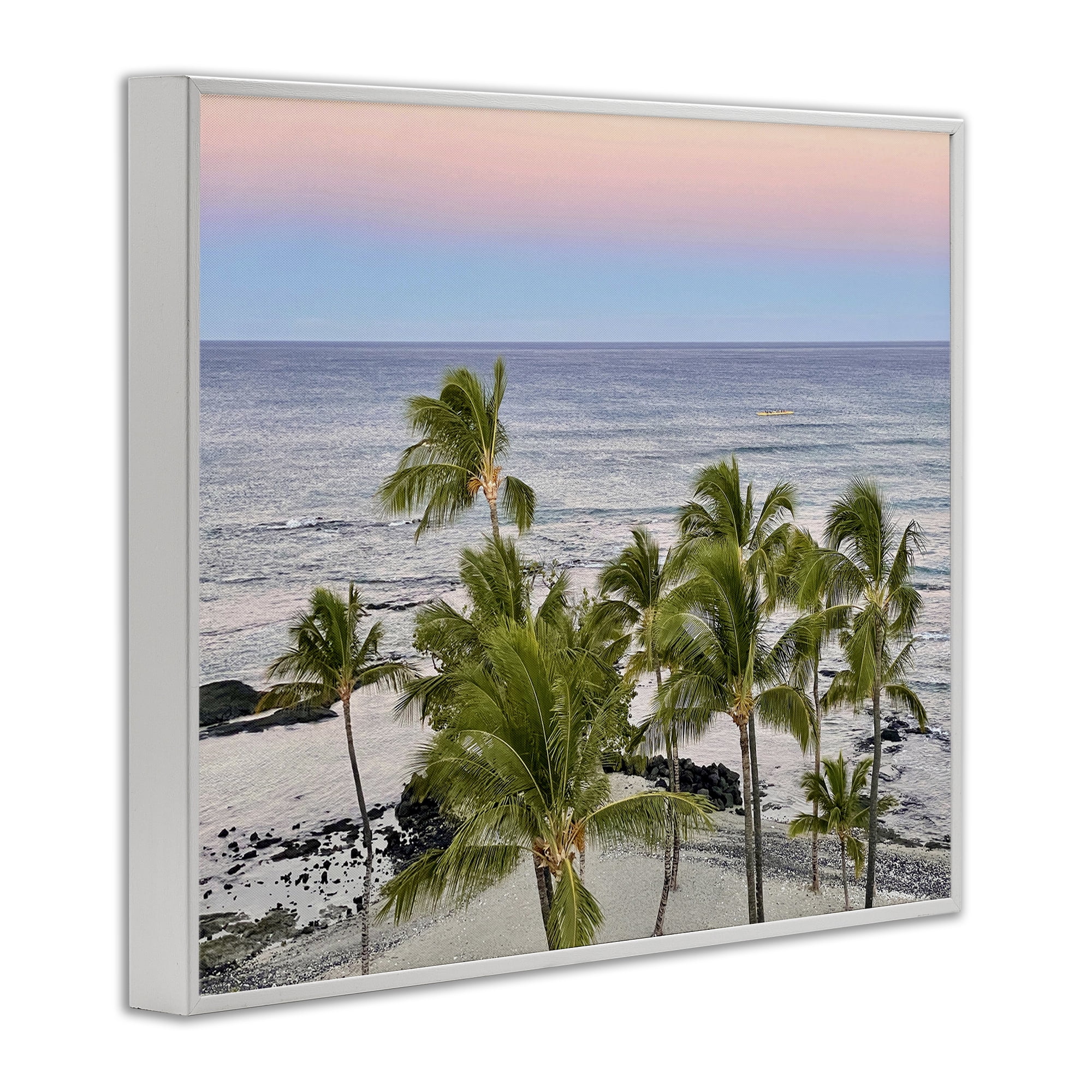 Stupell Industries Afternoon Palms Horizon Landscape Photography White Framed Art Print Wall Art, 20 x 16
