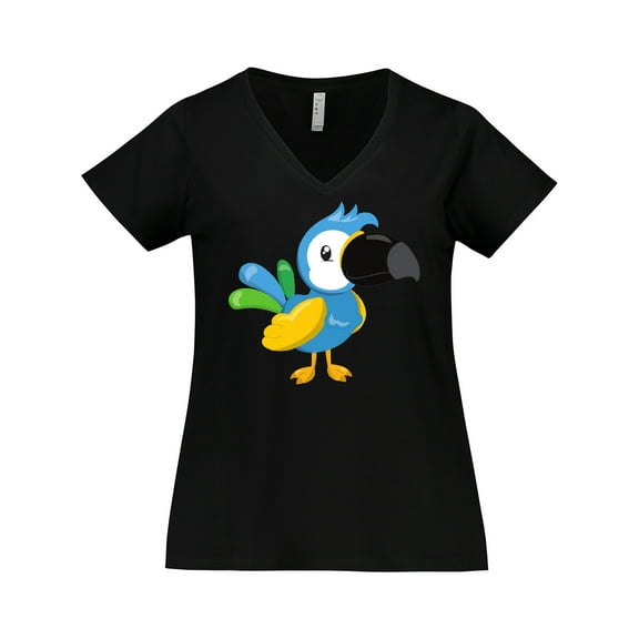 Inktastic Tropical Parrot, Colorful Parrot, Tropical Bird Women's Plus Size V-Neck T-Shirt