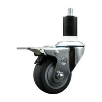 3 Inch SS Thermo Rubber Swivel 1-1/2 Inch Expanding Stem Caster Brake