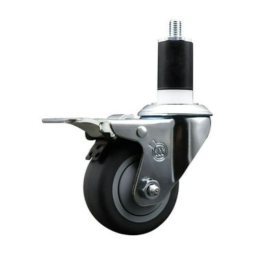 3 Inch SS Thermo Rubber Swivel 1-1/2 Inch Expanding Stem Caster Brake