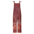 thumbnail image 5 of QATAINLAV Wide Leg Jumpsuits for Women, Trendy Boho Print Beach One Piece Pants Summer Casual Sleeveless Strap Linen Rompers with Pockets Red L, 5 of 6