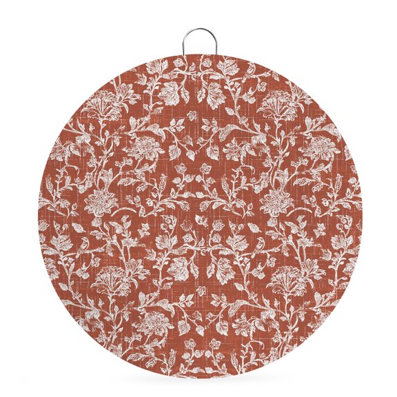 Welcome Sign for Front Door,Botanical Rose Round Metal Welcome Front Porch Decor,Vintage Terracotta Orange Floral Leaf Farmhouse Wall Hanging Sign for Living Room Kitchen Housewarming Gift 6''