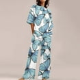 thumbnail image 2 of Jxximdong Pajamas for Women Set Summer Cotton Linen T Shirts Straight Leg Pant Plus Size 2 Piece Set Mint Green Loungewear XL, 2 of 5