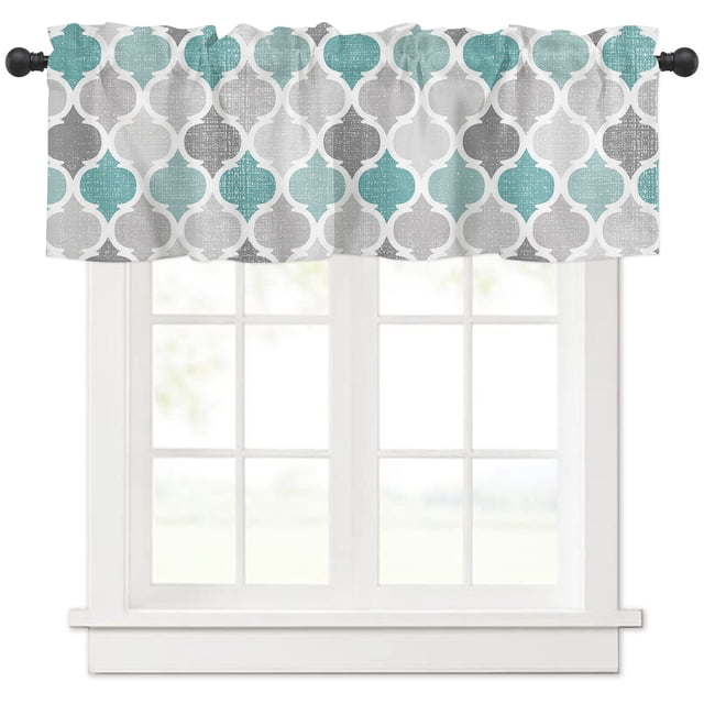 Cortina superior para ventana, cortina corta con cenefa de bloqueo de luz con impresión de moda para uso doméstico, 137x45cm