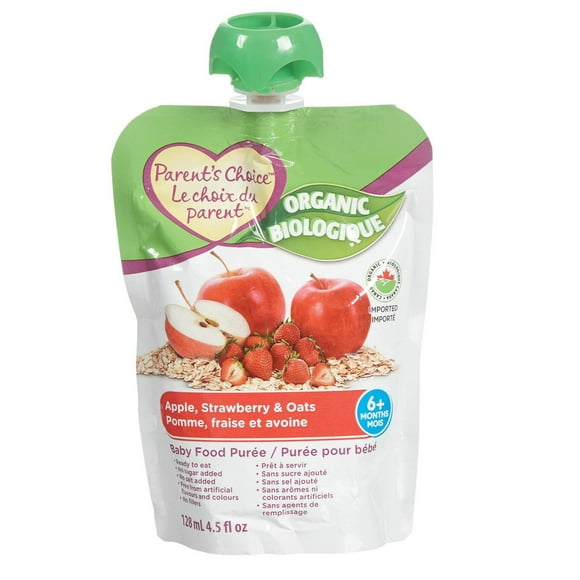 Parent's Choice Purée pour Bébé Biologique Pommes, Fraises et Avoine